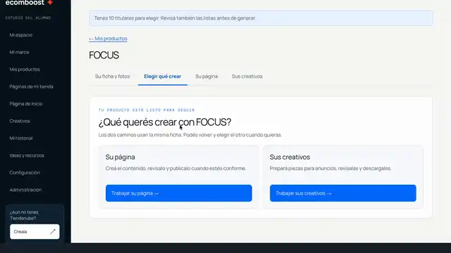 Animación de EcomBoost Estudio creando creativos