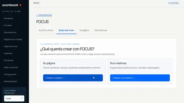 Animación de EcomBoost Estudio editando una página