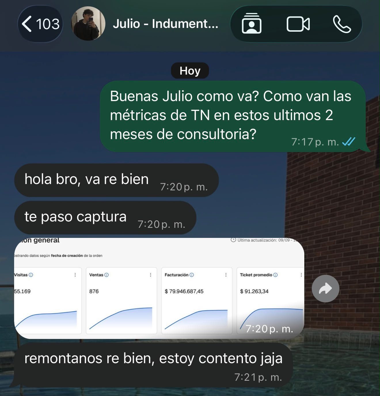 Captura de resultados de la tienda de Julio · Indumentaria