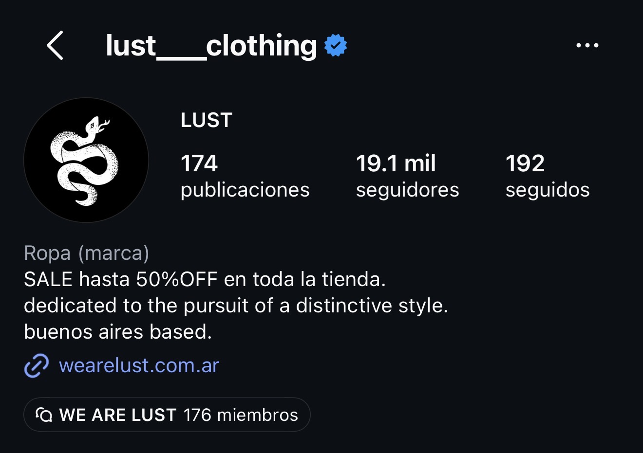 Captura del perfil de Lust