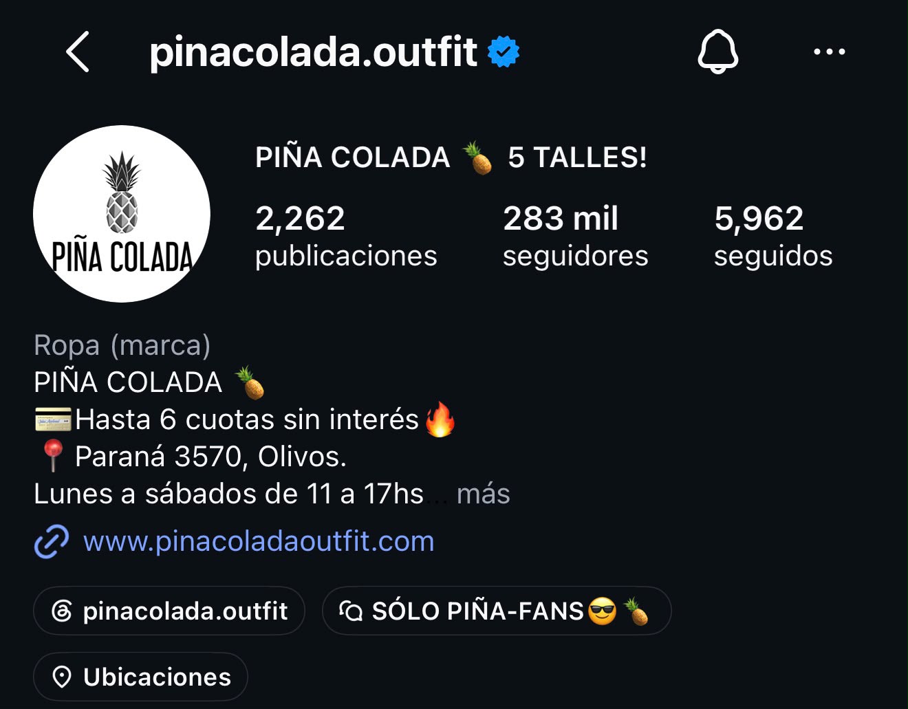 Captura del perfil de Piña Colada Outfit