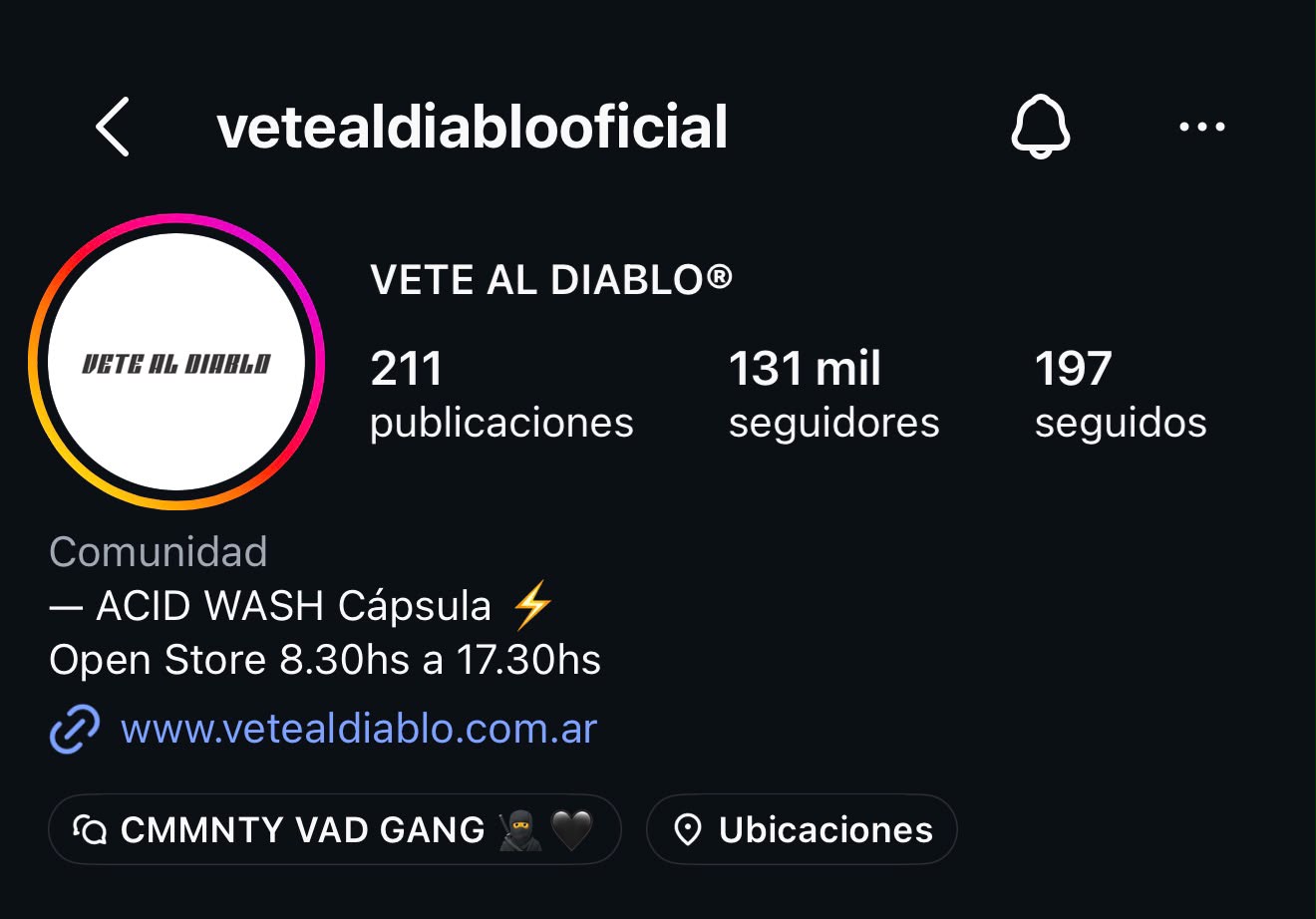 Captura del perfil de Vete al Diablo